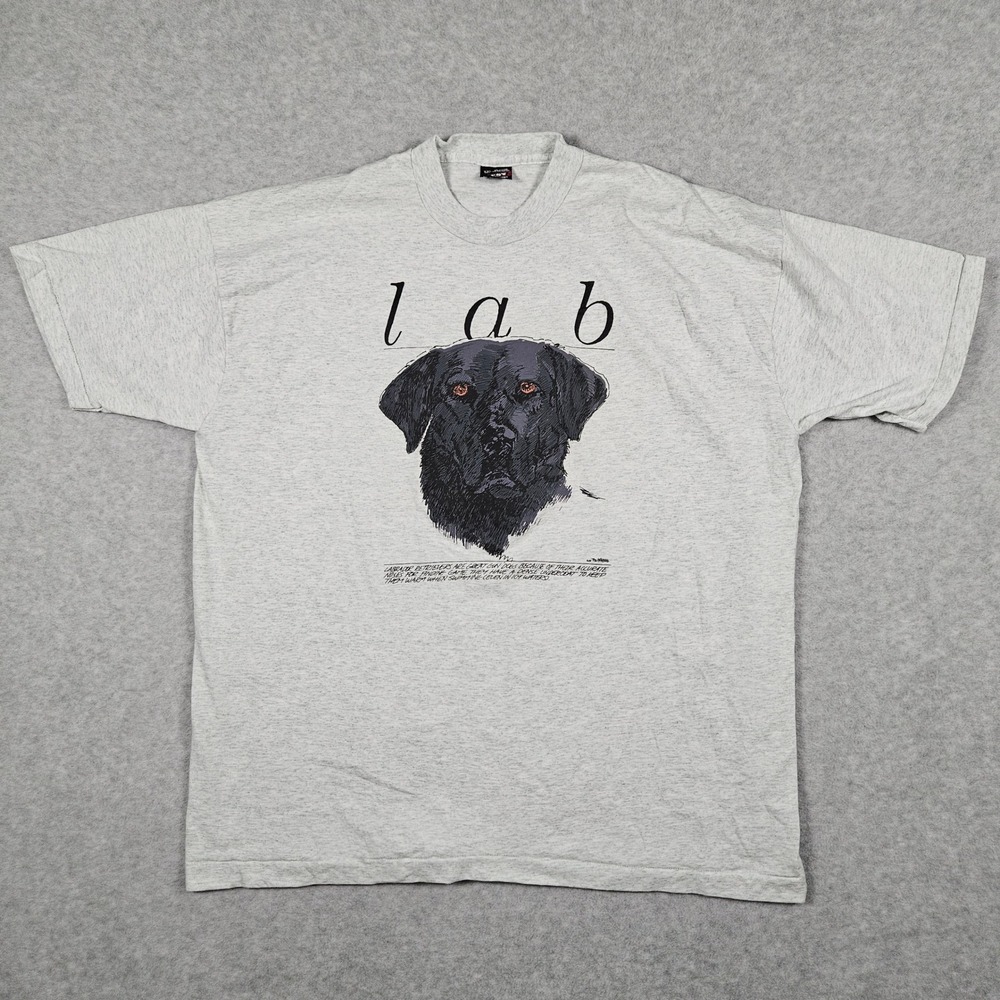 Vintage Labrador Retriever Mens XXL Gray T-Shirt Black Lab Dog Tee Single Stitch